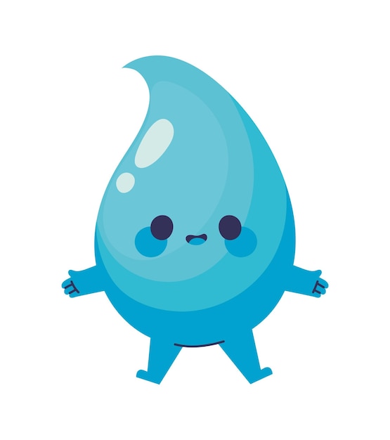 Free vector cute water drop icon isolated style