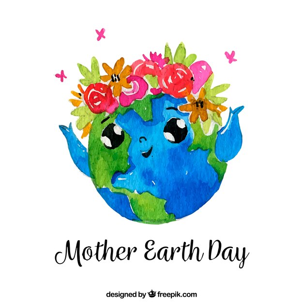 Cute watercolour background for the mother earth day