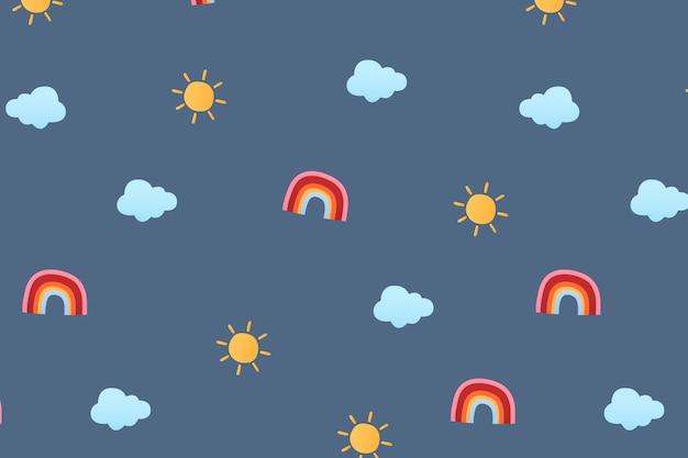 Free vector cute weather pattern background wallpaper, weather vector illustration