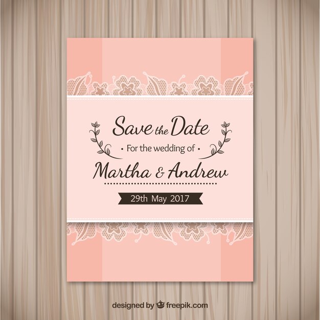 Cute wedding invitation with leaves