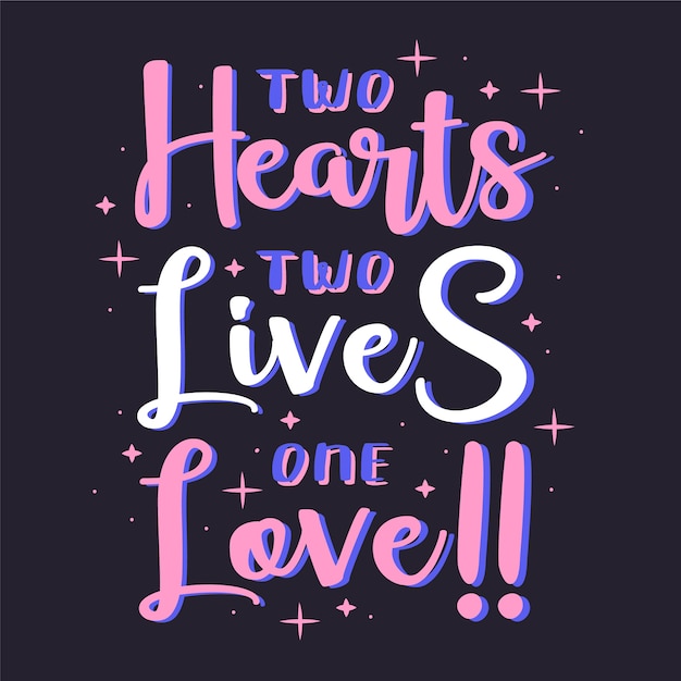 Free vector cute wedding lettering on dark background