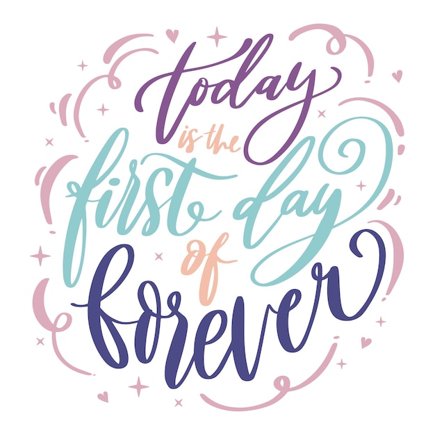 Free Vector cute wedding lettering