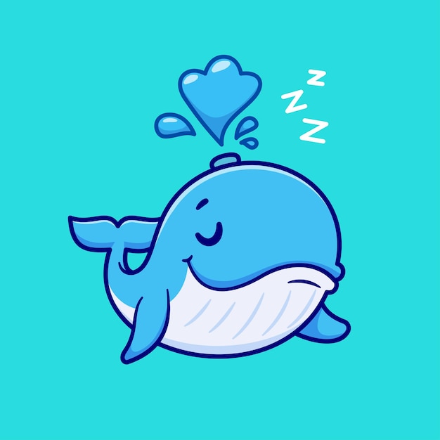 Free Vector cute whale sleeping cartoon vector icon illustration animal nature icon concept isolated flat