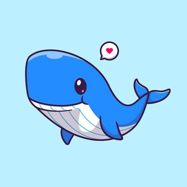 Cute Whale Swimming Cartoon Vector Icon Illustration Animal Nature Icon Concept Isolated Flat