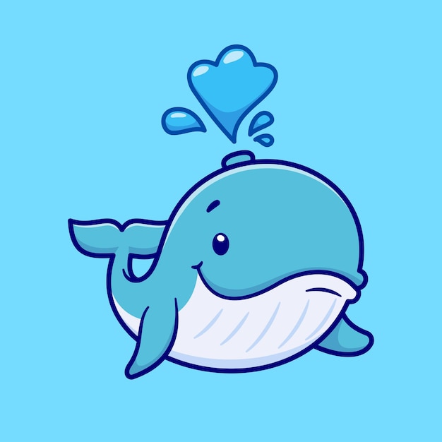 Cute Whale Swimming Cartoon Vector Icon Illustration Animal Nature Icon Isolated Flat Vector