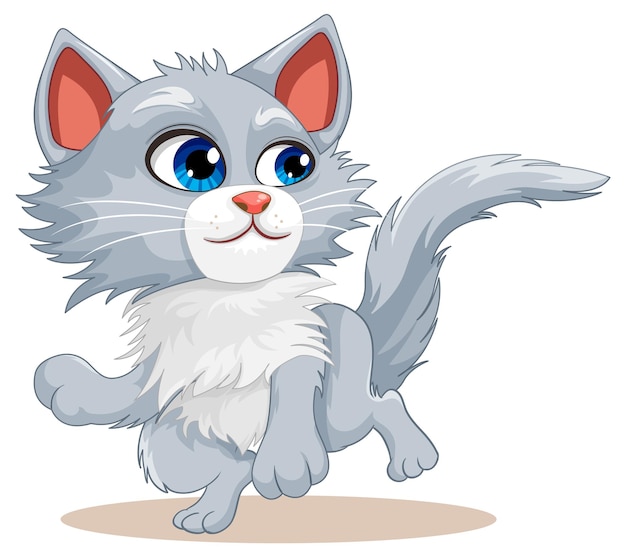 Free vector cute white cat cartoon isolated