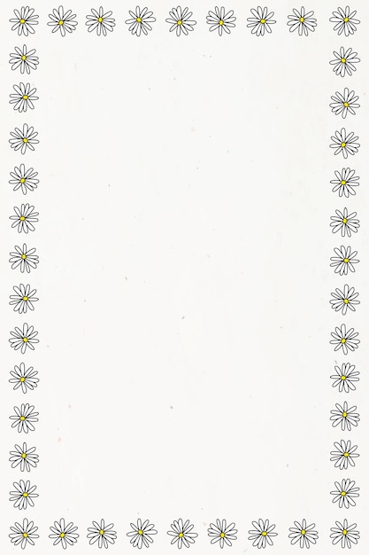 Free Vector cute white daisy patterned frame on an off white background vector