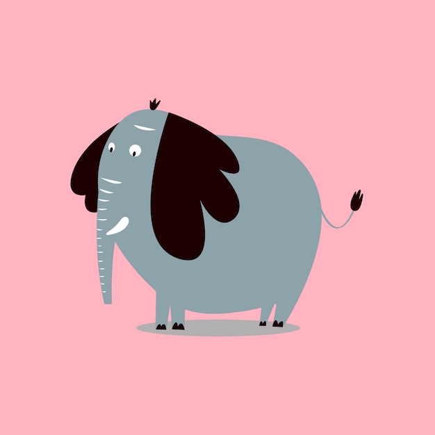 Free Vector cute wild elephant cartoon illustration