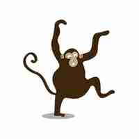 Free vector cute wild monkey cartoon illustration