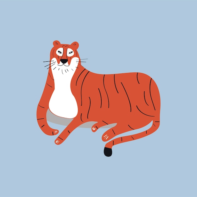 Free vector cute wild tiger cartoon illustration