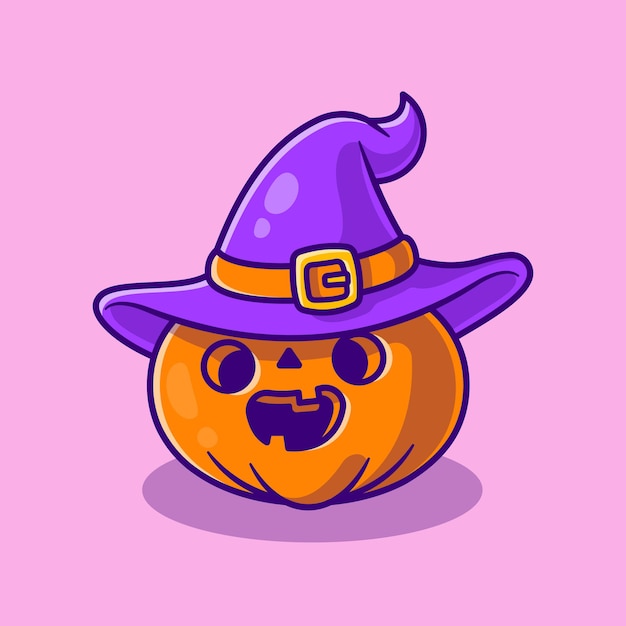 Free vector cute witch pumpkin halloween cartoon