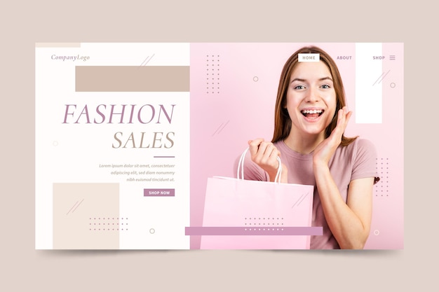 Cute woman fashion sale landing page