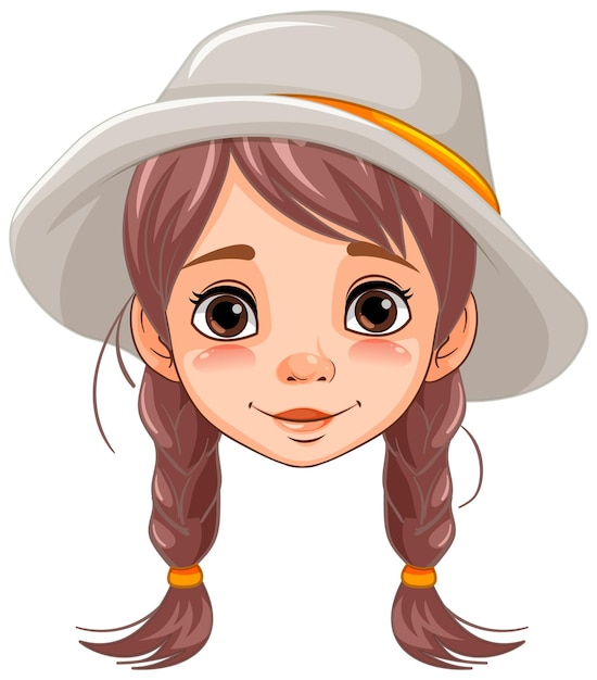 Free Vector cute woman with braids and hat