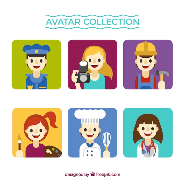 Cute workers avatar collection