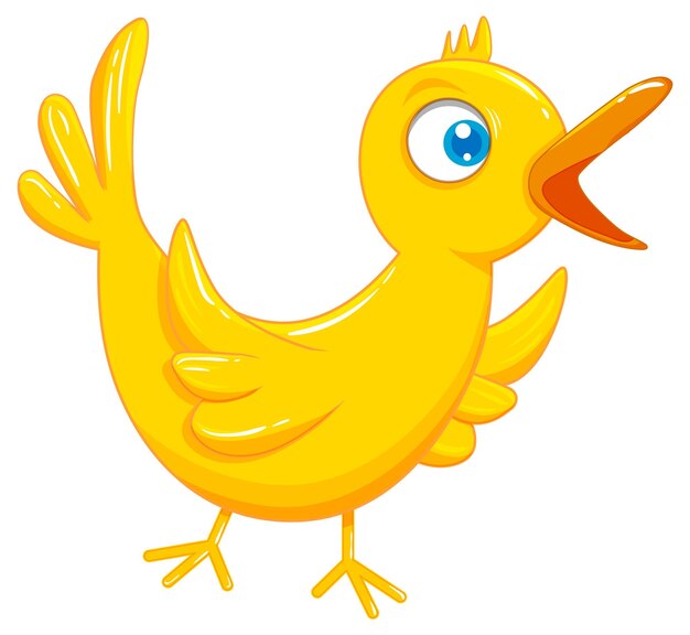 Cute yellow bird in cartoon style