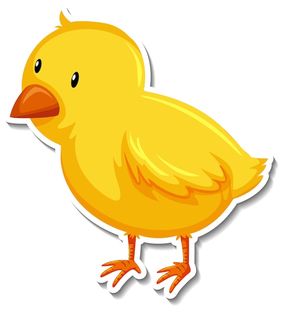 Cute yellow chick animal cartoon sticker