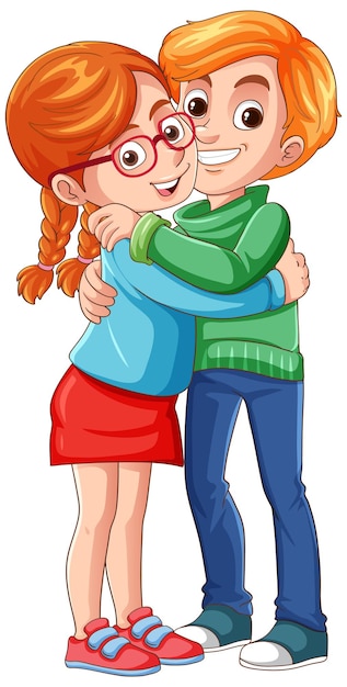 Free vector cute young couple cartoon character