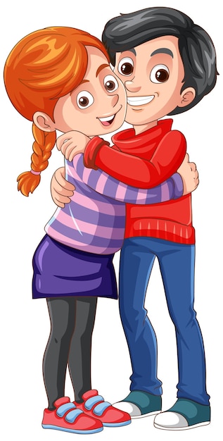 Free vector cute young couple cartoon character