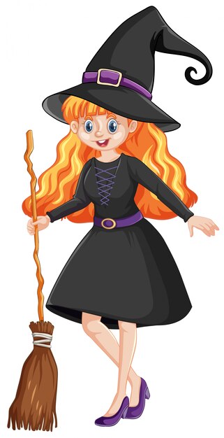 Cute young witch cartoon character