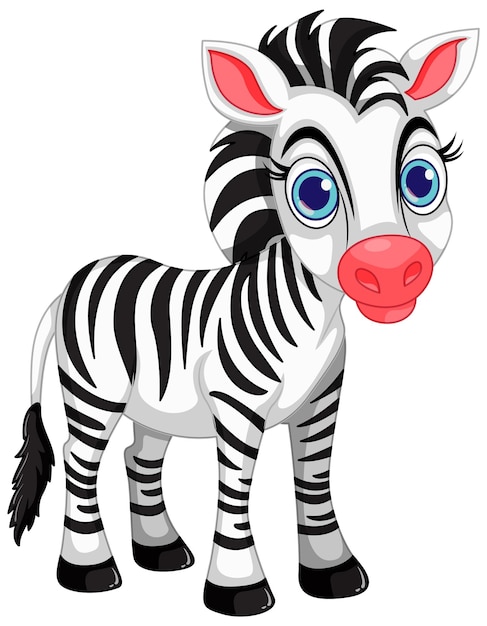 Free vector cute zebra cartoon animal character