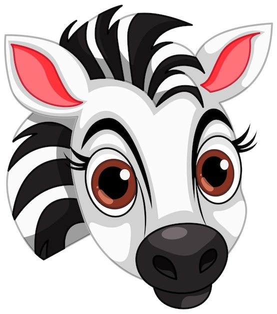 Free vector cute zebra head cartoon