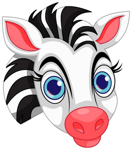 Free vector cute zebra head cartoon