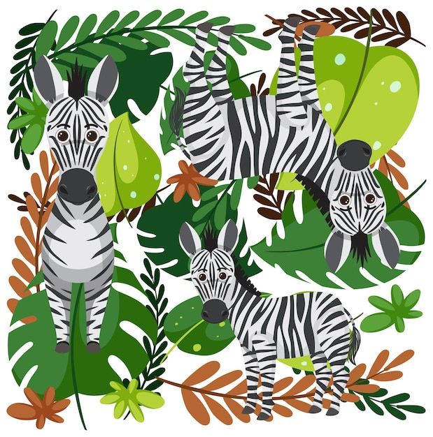 Free vector cute zebra seamless pattern