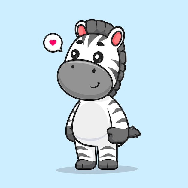 Free vector cute zebra standing cartoon vector icon illustration. animal nature icon concept isolated premium