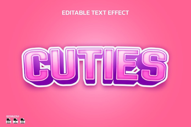 Free vector cuties editable text effect