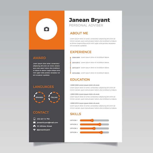 Cv template modern style