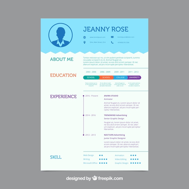 Cv template with infographic data