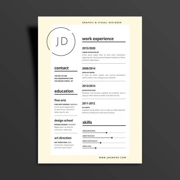 Cv template with minimal concept