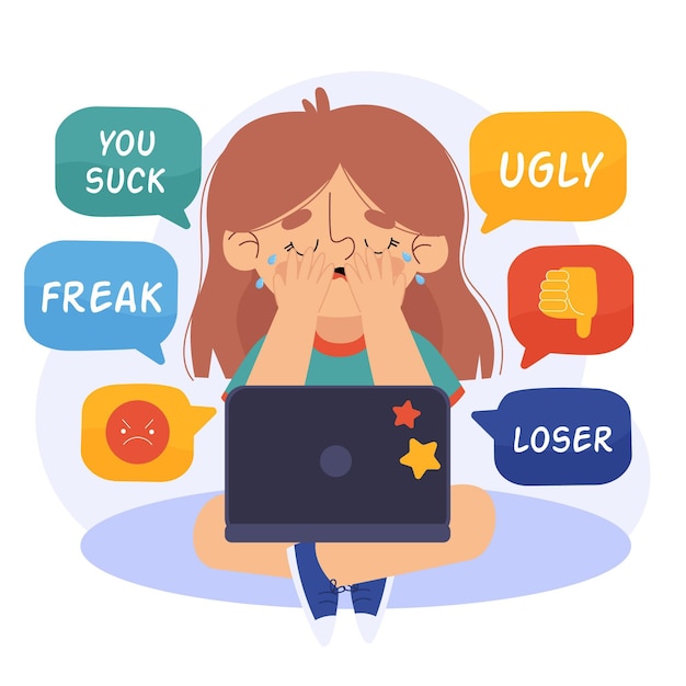 Free Vector cyber bullying concept