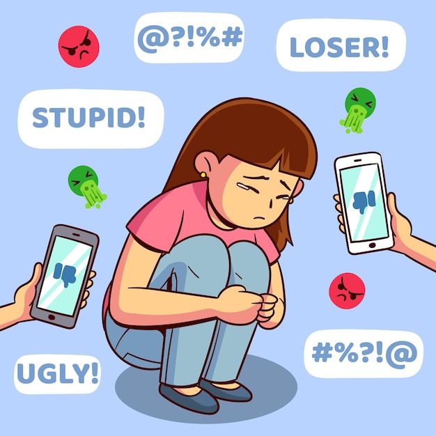 Cyber bullying illustration theme