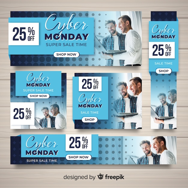 Free Vector cyber monday banner template collection