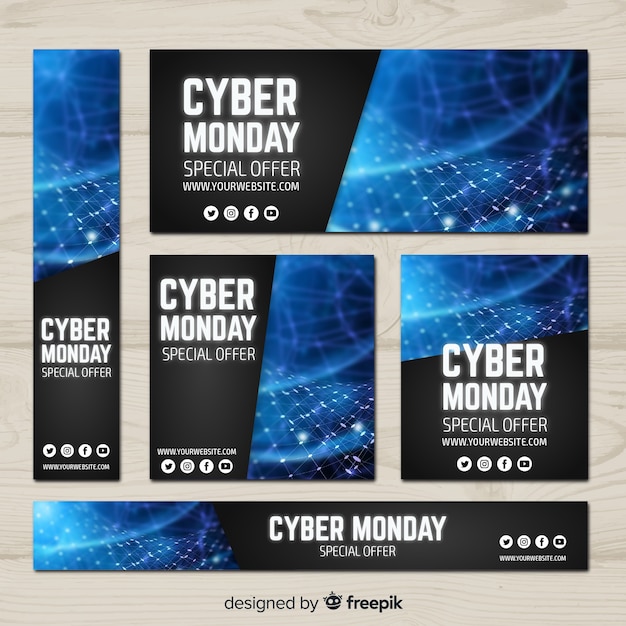 Free Vector cyber monday banner template collection