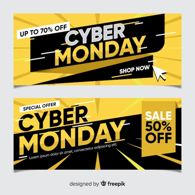 Cyber monday banners in flat design