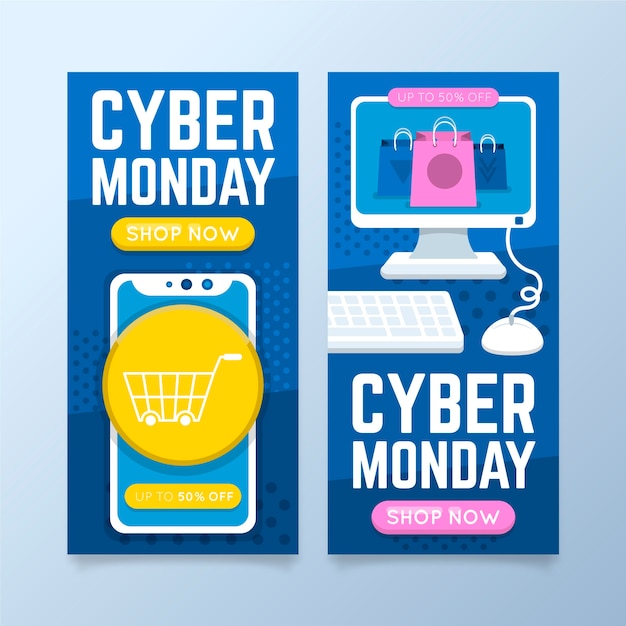 Cyber monday banners in flat design