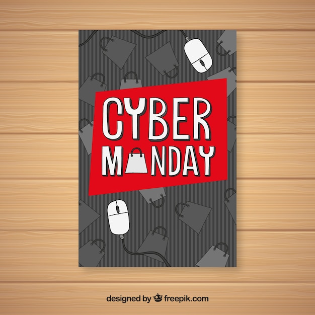 Free Vector cyber monday brochure with computer mouse