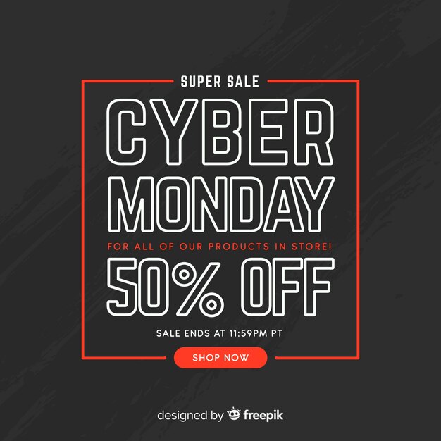 Cyber monday composition with flat design