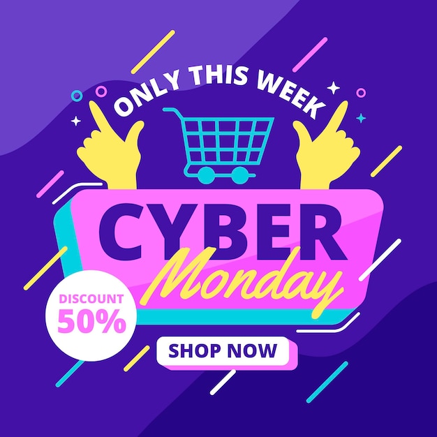 Cyber monday concept in flat design