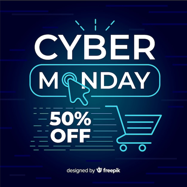 Cyber monday concept with flat design background