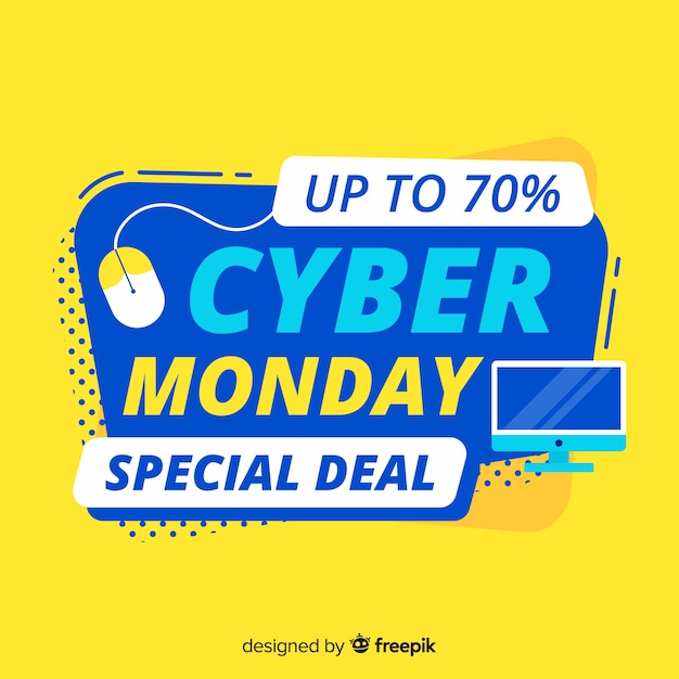 Cyber monday concept with flat design background