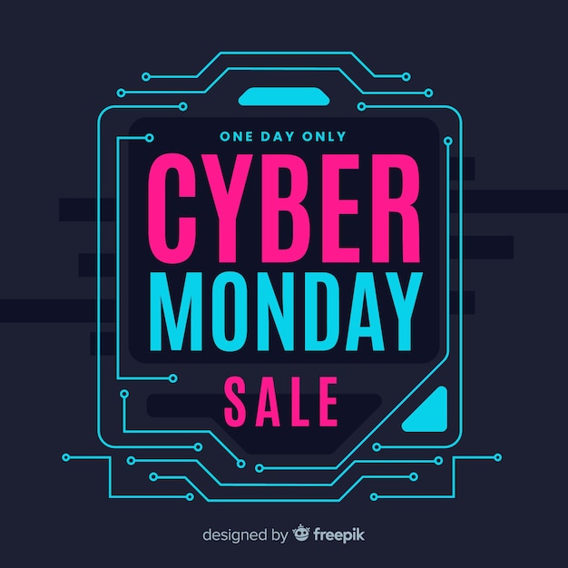 Cyber monday concept with flat design background