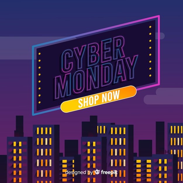 Cyber monday concept with flat design background