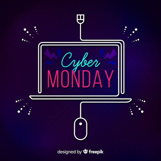 Cyber monday concept with flat design background