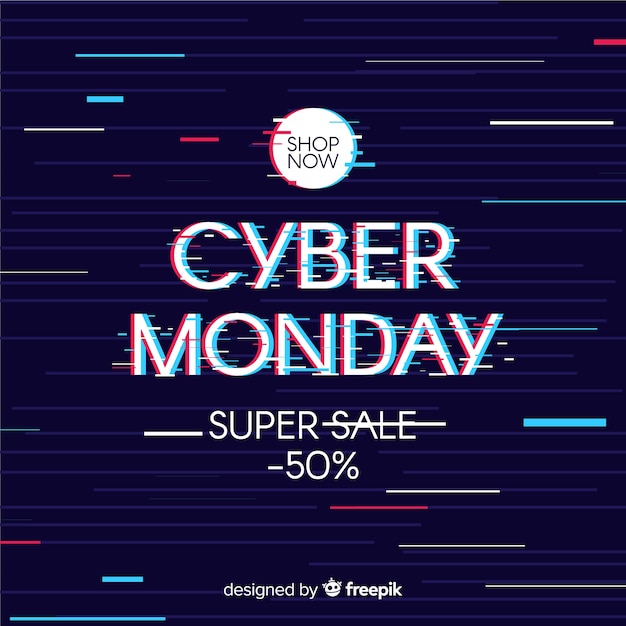 Cyber monday concept with glitch effect