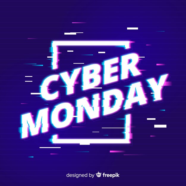 Cyber monday concept with glitch effect