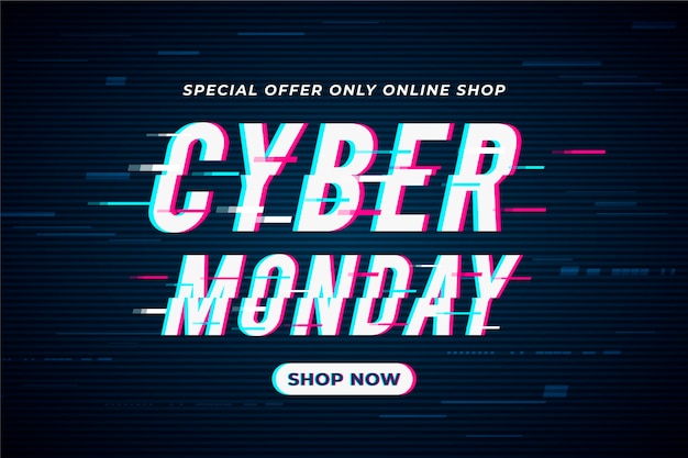 Cyber monday concept with glitch effect