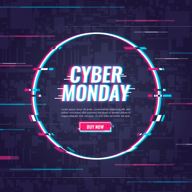 Free Vector cyber monday concept with glitch effect